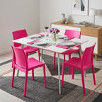 Set of Four Blue Heavy Duty Plastic Outdoor Stacking Dining Chairs