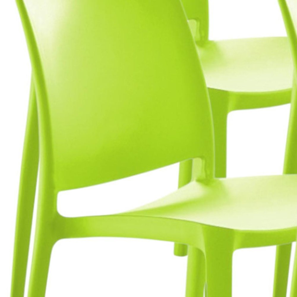 Set of Four Blue Heavy Duty Plastic Outdoor Stacking Dining Chairs