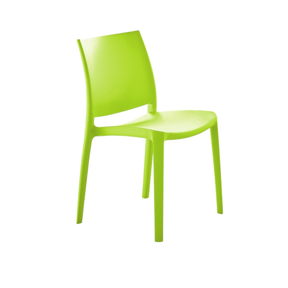 Set of Four Blue Heavy Duty Plastic Outdoor Stacking Dining Chairs