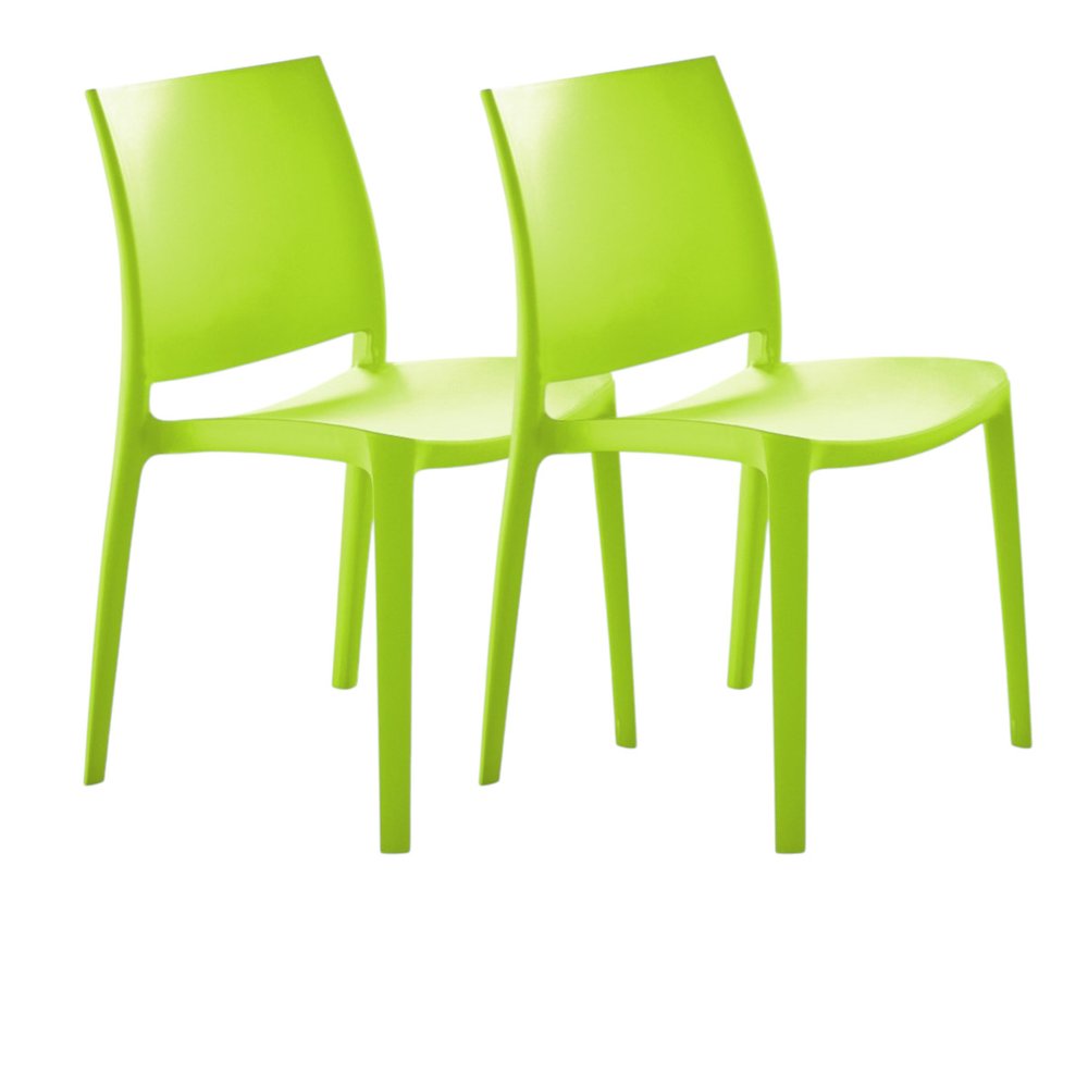Set of Four Blue Heavy Duty Plastic Outdoor Stacking Dining Chairs