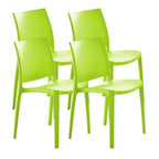 Set of Four Blue Heavy Duty Plastic Outdoor Stacking Dining Chairs