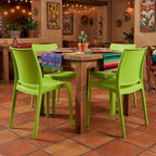 Set of Four Blue Heavy Duty Plastic Outdoor Stacking Dining Chairs