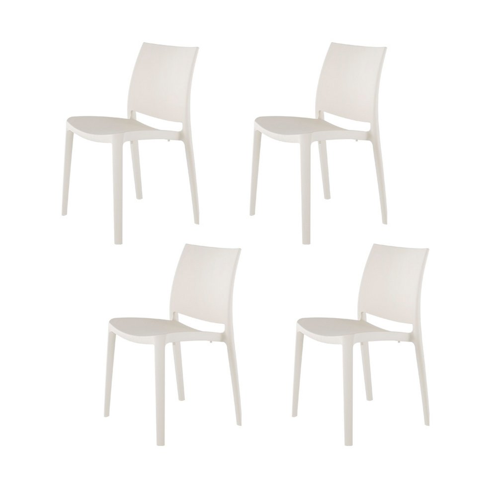 Set of Four Blue Heavy Duty Plastic Outdoor Stacking Dining Chairs