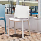 Set of Four Blue Heavy Duty Plastic Outdoor Stacking Dining Chairs
