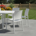 Set of Four Blue Heavy Duty Plastic Outdoor Stacking Dining Chairs