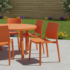 Set of Four Blue Heavy Duty Plastic Outdoor Stacking Dining Chairs