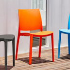 Set of Four Blue Heavy Duty Plastic Outdoor Stacking Dining Chairs