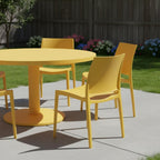 Set of Four Blue Heavy Duty Plastic Outdoor Stacking Dining Chairs