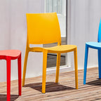 Set of Four Blue Heavy Duty Plastic Outdoor Stacking Dining Chairs