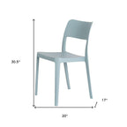 Set of Two Baby Blue Heavy Duty Plastic Outdoor Stacking Accent Chairs