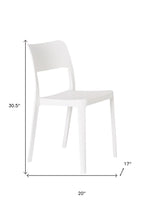 Set of Two White Heavy Duty Plastic Outdoor Stacking Accent Chairs