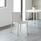 Set of Two Taupe Heavy Duty Plastic Outdoor Stacking Accent Chairs