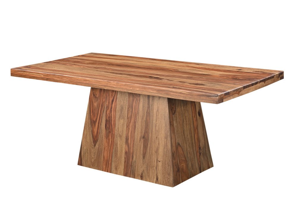 75" Brown Solid Wood Pedestal Base Dining Table