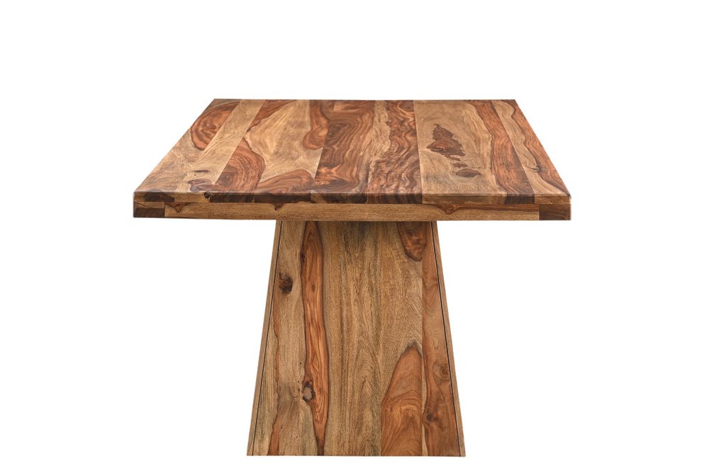 75" Brown Solid Wood Pedestal Base Dining Table