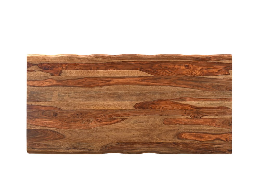 80" Dark Brown And Black Solid Wood And Metal Sled Base Dining Table