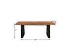 80" Dark Brown And Black Solid Wood And Metal Sled Base Dining Table