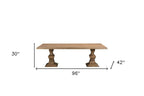 96" Brown Solid Wood Double Pedestal Base Dining Table