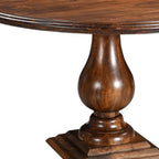 48" Brown Solid Wood Pedestal Base Round Top Dining Table