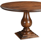 48" Brown Solid Wood Pedestal Base Round Top Dining Table