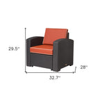 33" Black Heavy Duty Plastic Outdoor Club Chair With Red Cushion
