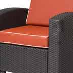 33" Black Heavy Duty Plastic Outdoor Club Chair With Red Cushion