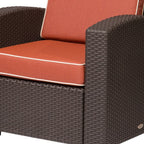 33" Red Heavy Duty Plastic Outdoor Accent Chair with Red Cushion