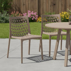 Set of Two Gray Heavy Duty Plastic Outdoor Stacking Dining Chairs