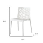 Set of Two White Heavy Duty Plastic Outdoor Stacking Dining Chairs