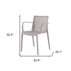 Set of Two Taupe Heavy Duty Plastic Outdoor Stacking Arm Chairs