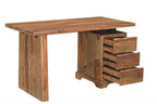 54" Brown Live Edge Solid Wood Writing Desk With Three Drawers