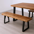 68" Brown and Black Solid Wood And Metal Live Edge Dining Bench