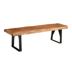68" Brown and Black Solid Wood And Metal Live Edge Dining Bench