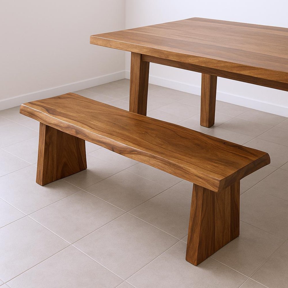 68" Brown Solid Wood Live Edge Dining Bench