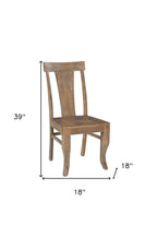 Set of Two Brown Solid Wood Slat Back Dining Side Chairs