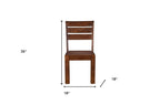 Set of Two Brown Solid Wood Ladder Back Dining Side Chairs