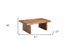 51" Brown Solid Wood Live Edge Coffee Table