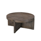 36" Brown Solid Wood Round Cross Legs Coffee Table