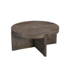 36" Brown Solid Wood Round Cross Legs Coffee Table