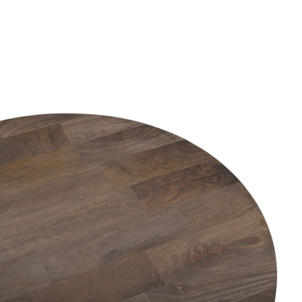 36" Brown Solid Wood Round Cross Legs Coffee Table