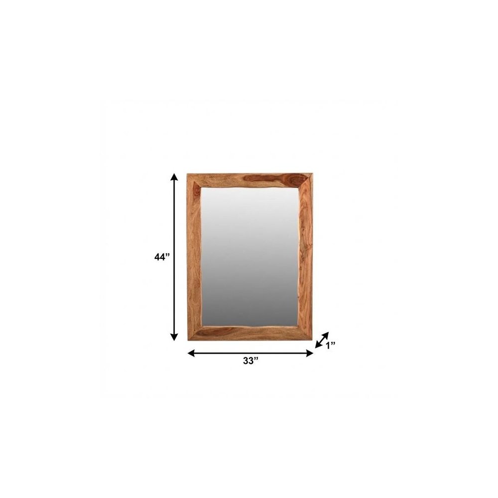 44" Dark Brown Solid Wood Framed Accent Mirror