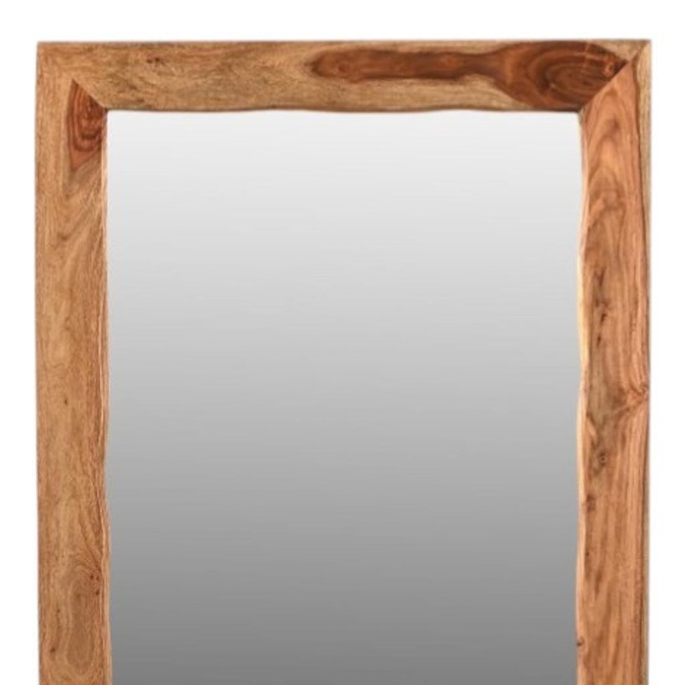 44" Dark Brown Solid Wood Framed Accent Mirror