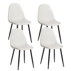Set of Four Beige and Black Fabric and Metal Dining Side Chairs