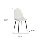 Set of Four Beige and Black Fabric and Metal Dining Side Chairs
