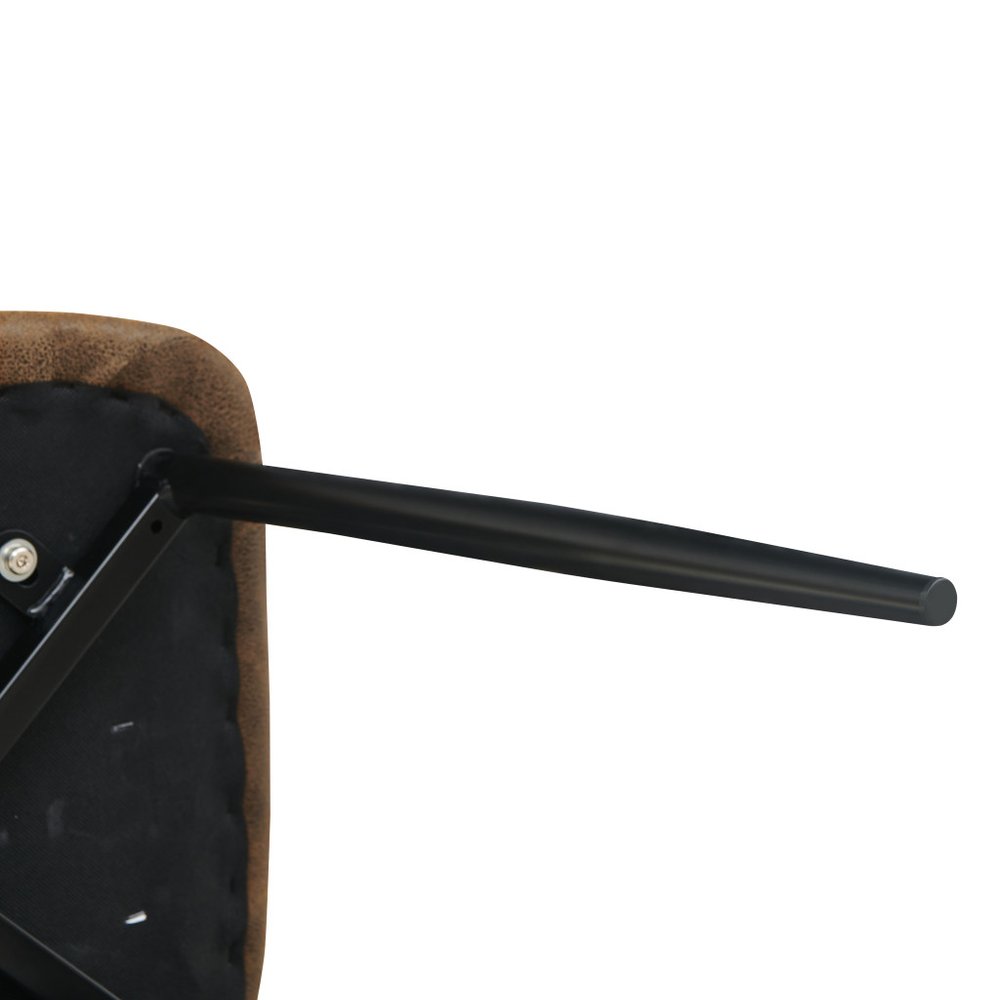 Set of Four Brown and Black Suede and Metal Dining Side Chairs