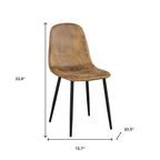 Set of Four Brown and Black Suede and Metal Dining Side Chairs