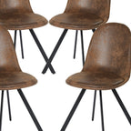 Set of Four Brown and Black Upholstered Suede Dining Side Chairs