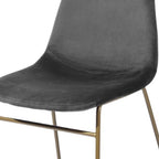 Set of Two Dark Green and Gold Velvet and Metal Dining Side Chairs