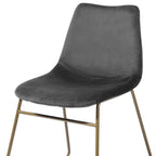 Set of Two Dark Green and Gold Velvet and Metal Dining Side Chairs
