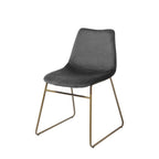 Set of Two Dark Green and Gold Velvet and Metal Dining Side Chairs