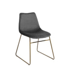 Set of Two Dark Green and Gold Velvet and Metal Dining Side Chairs